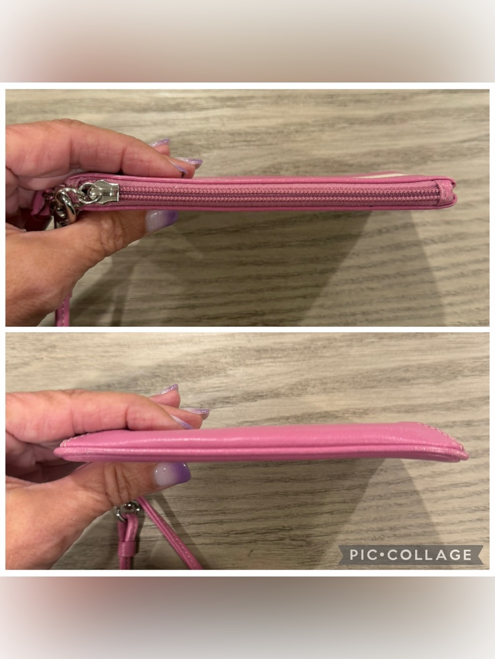 Coach Leather Color Block Wristlet in Pink & White - Picture 5 of 6